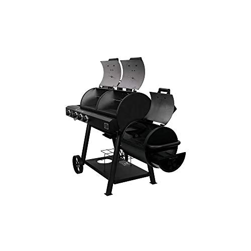 CharGriller 3070 Texas Trio 3Burner Dual Fuel Grill with Smoker in Black