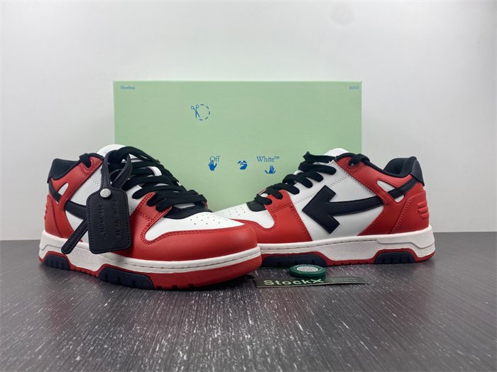 OW Out Of Office OOO Low Tops Black White Red OMIA189S22LEA0012510