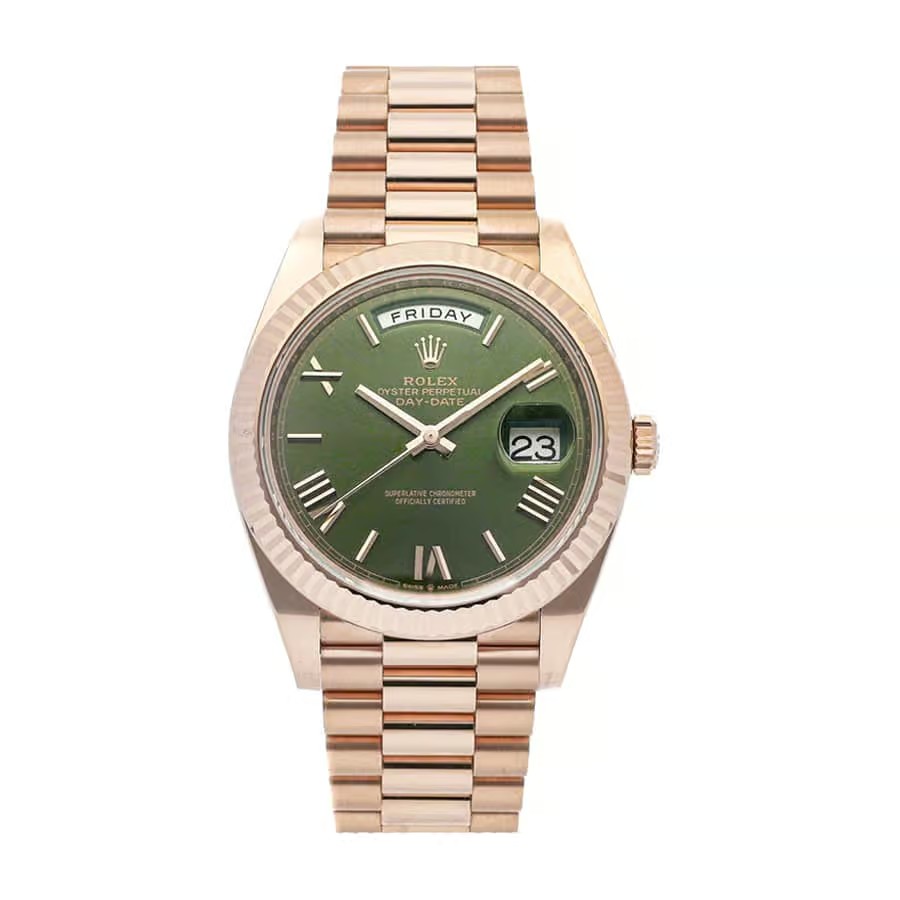Rolxx Day-Date Rose Gold President Green Roman Dial 228235