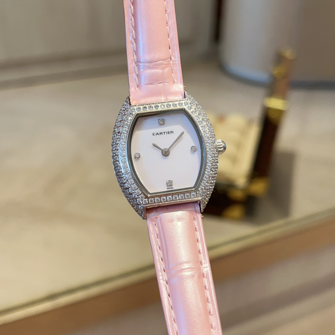 Cartier Mini Lady Watch Tonneau 33mm*28mm Pink