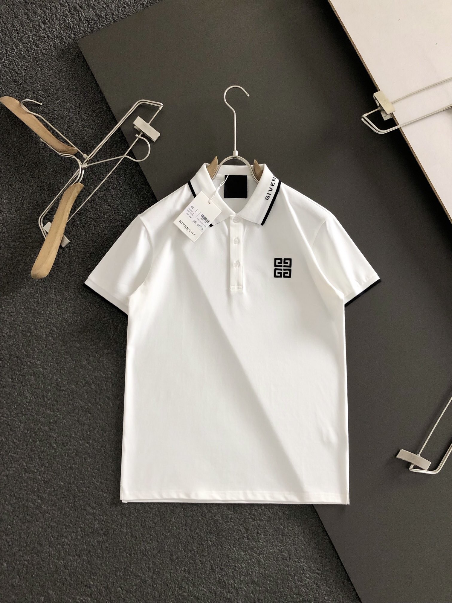 GVC Monochrome embroidered polo shirt with lapel