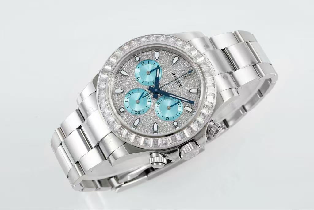 Rolxx Daytona Ice Blue Full Diamond Size:40mm