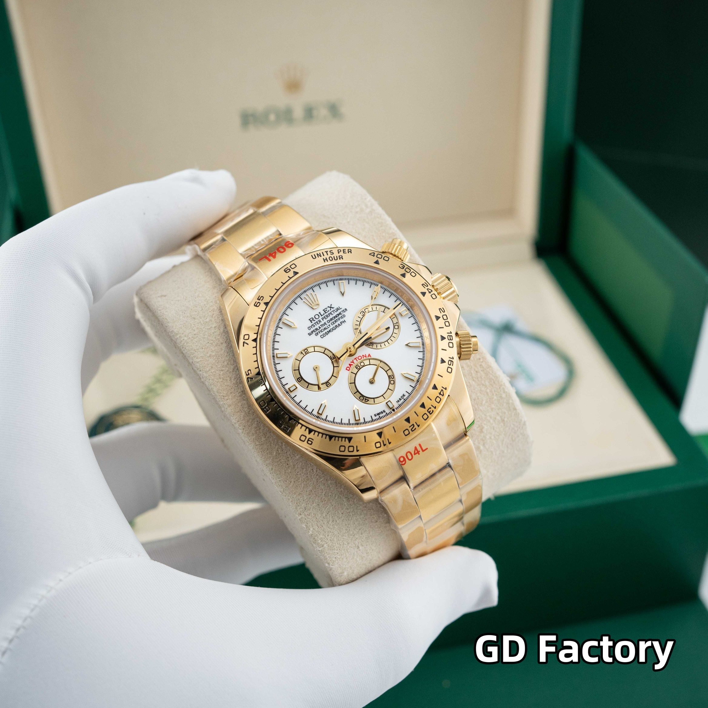 Rolxx Daytona Chronograph Gold Tone White Dial 116523 Oyster Size:40mm