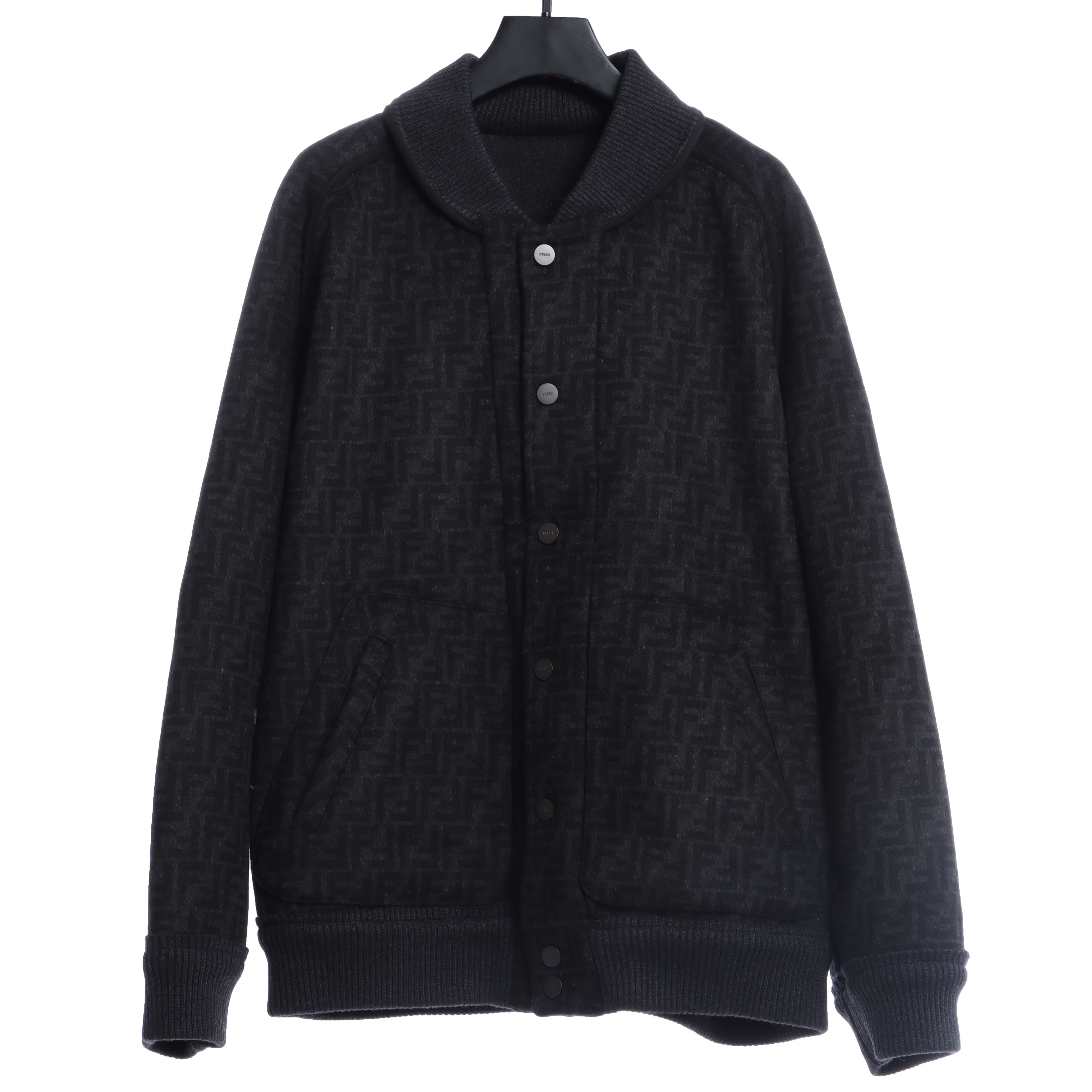 FD 22FW all over printed jacquard FF double-faced wool bomber jacket