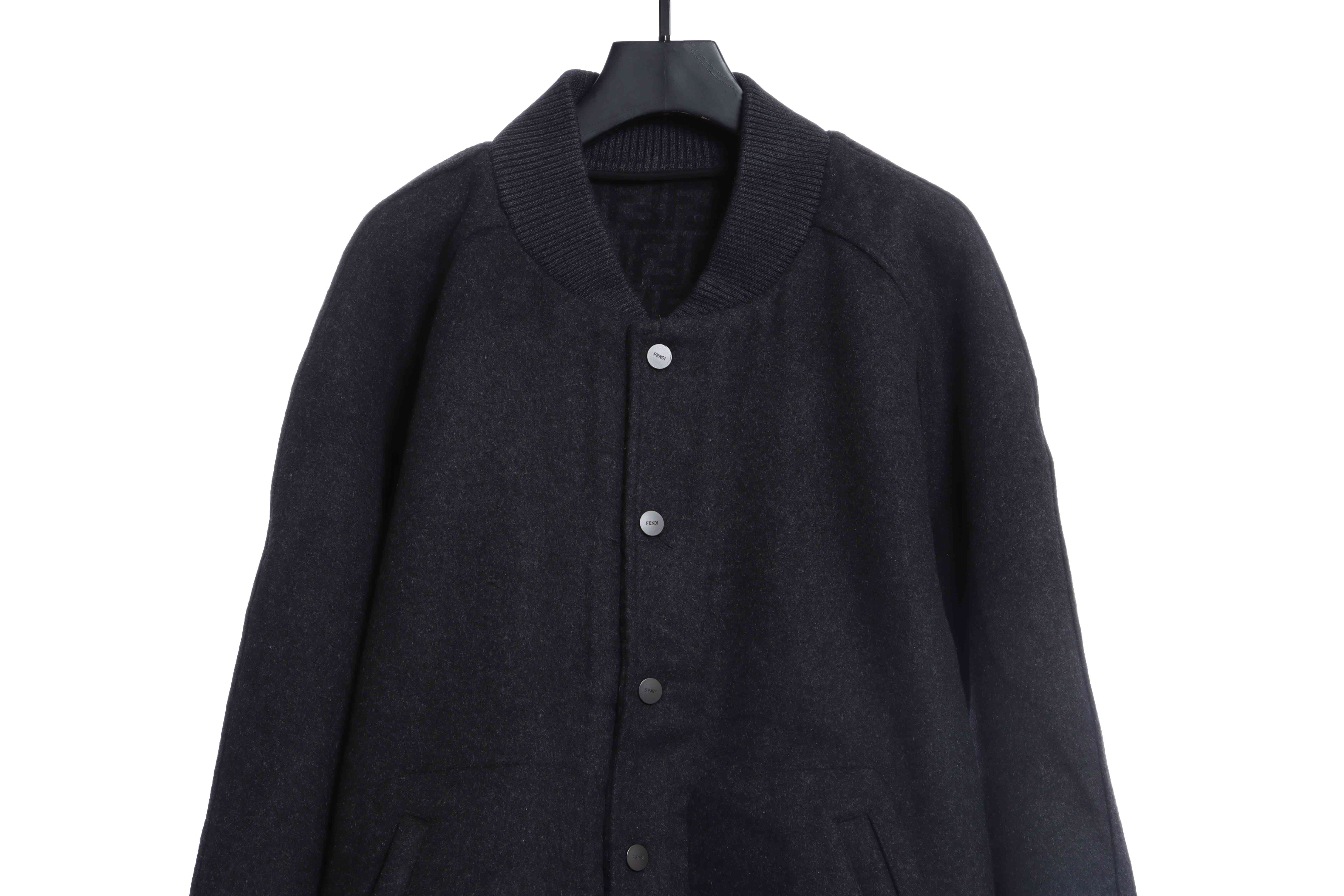 FD 22FW all over printed jacquard FF double-faced wool bomber jacket