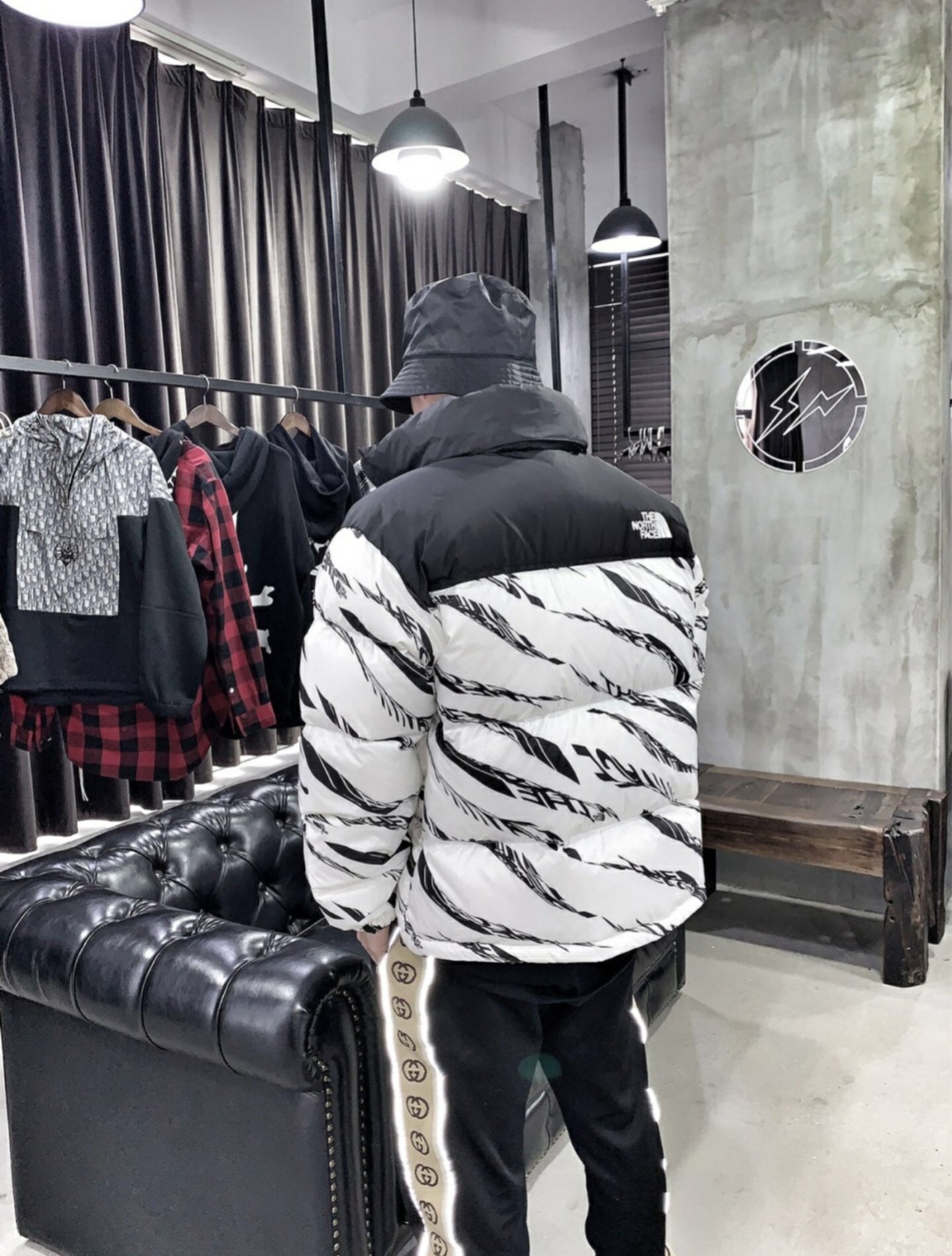 White 'ZebraLogoPattern' Down Jacket