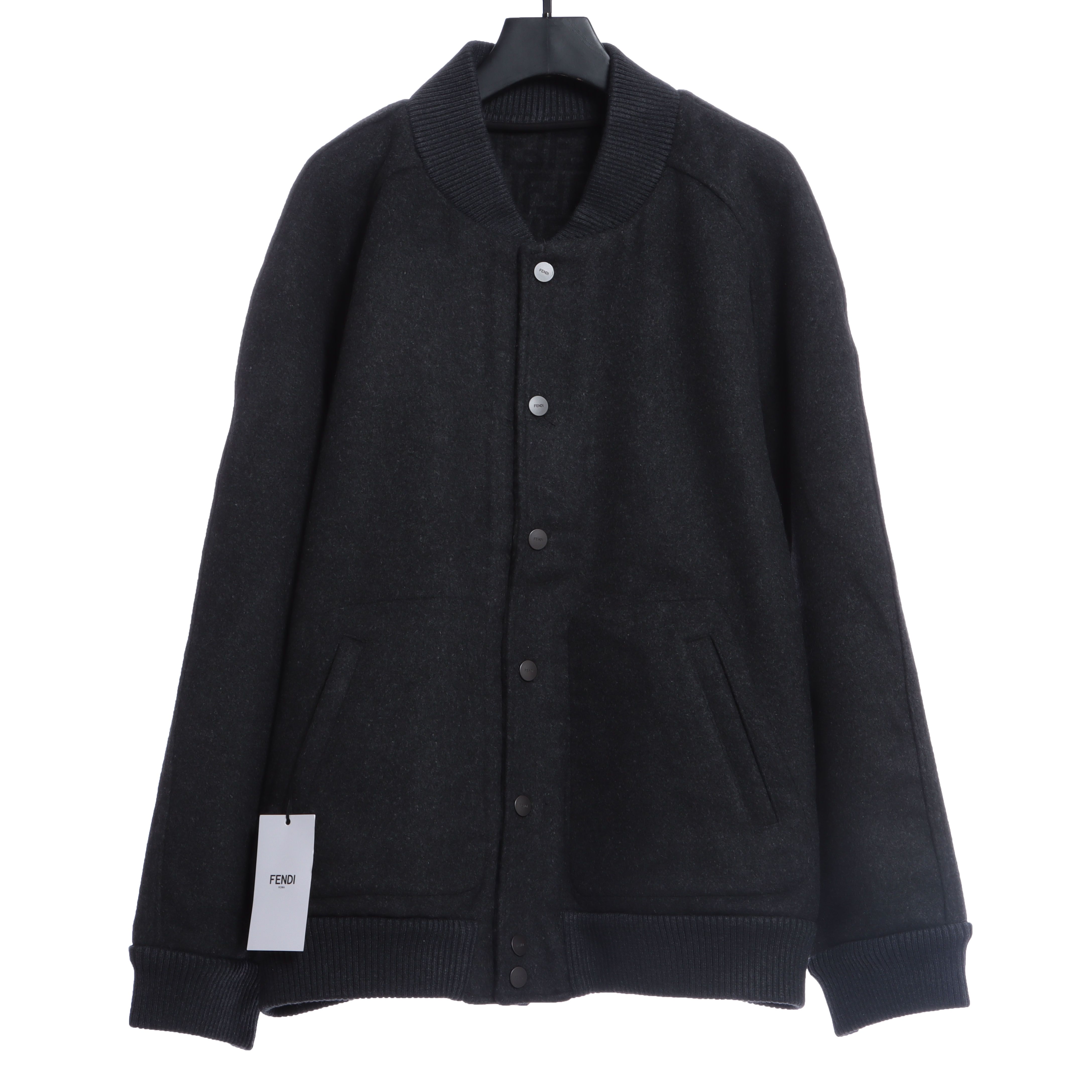 FD 22FW all over printed jacquard FF double-faced wool bomber jacket