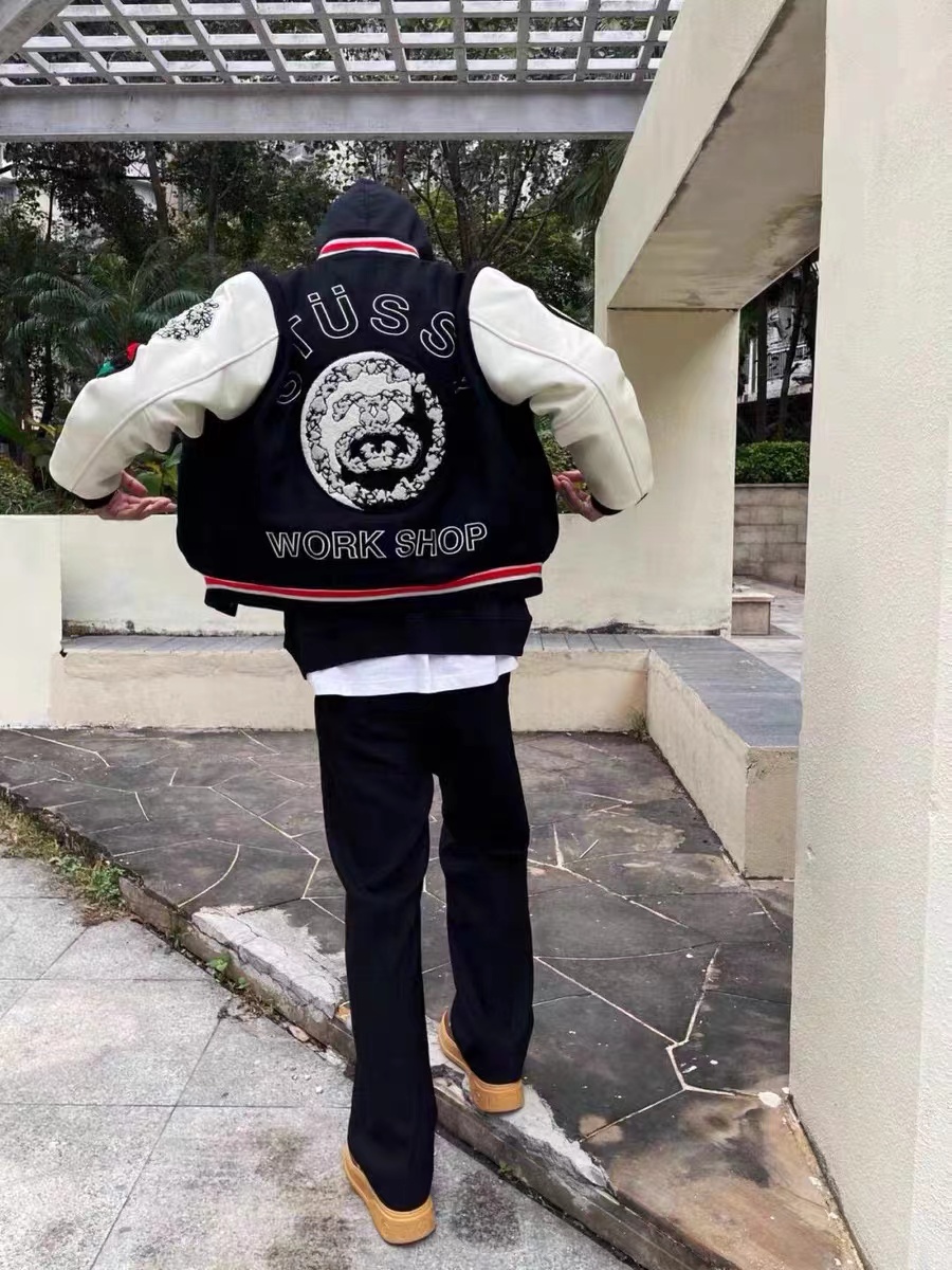 STUSSY 80 Heavyweight Paneled Baseball Jacket