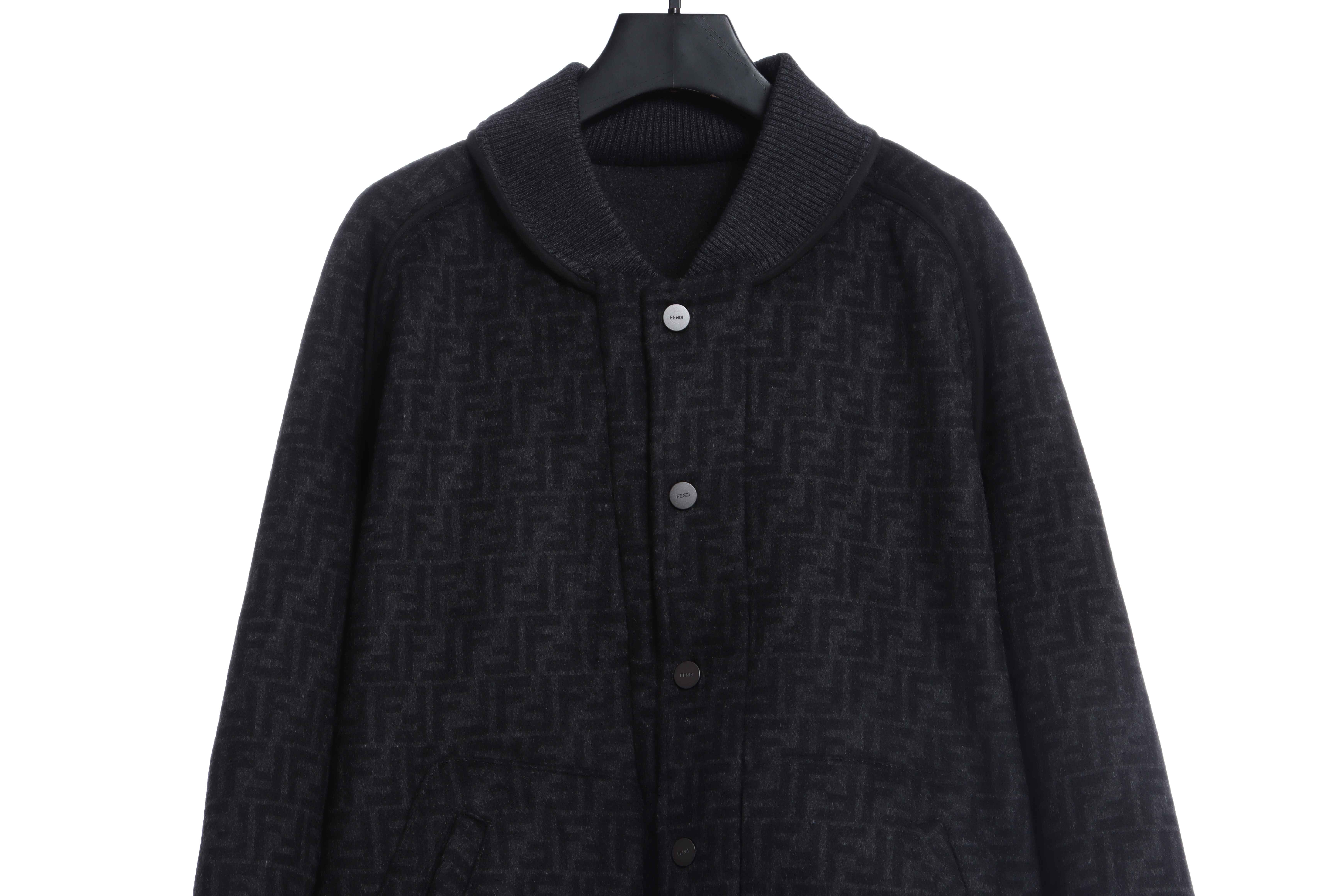 FD 22FW all over printed jacquard FF double-faced wool bomber jacket