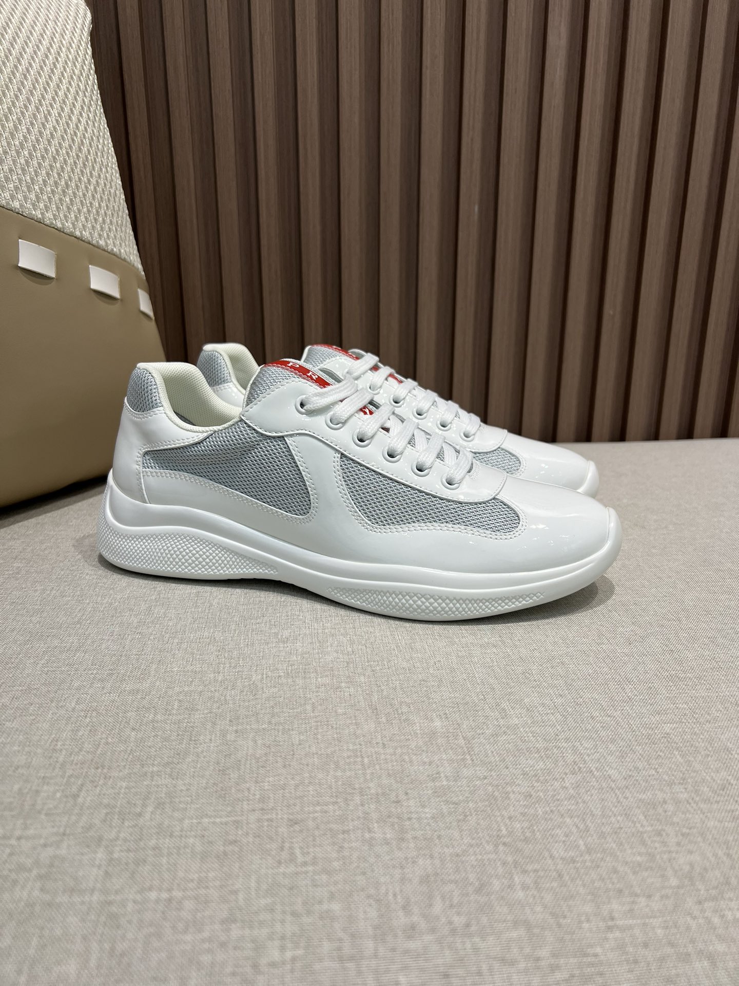 Prada Patent leather and technical fabric Prada America's Cup sneakers