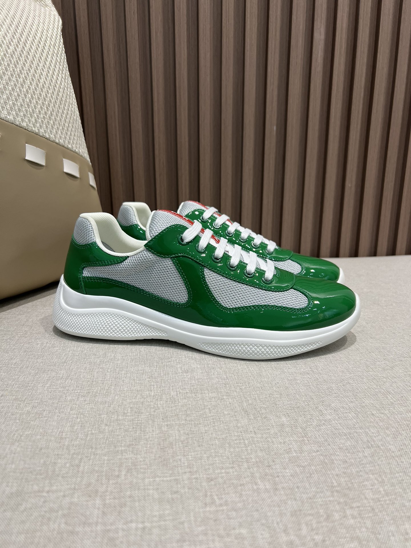 Prada Patent leather and technical fabric Prada America's Cup sneakers