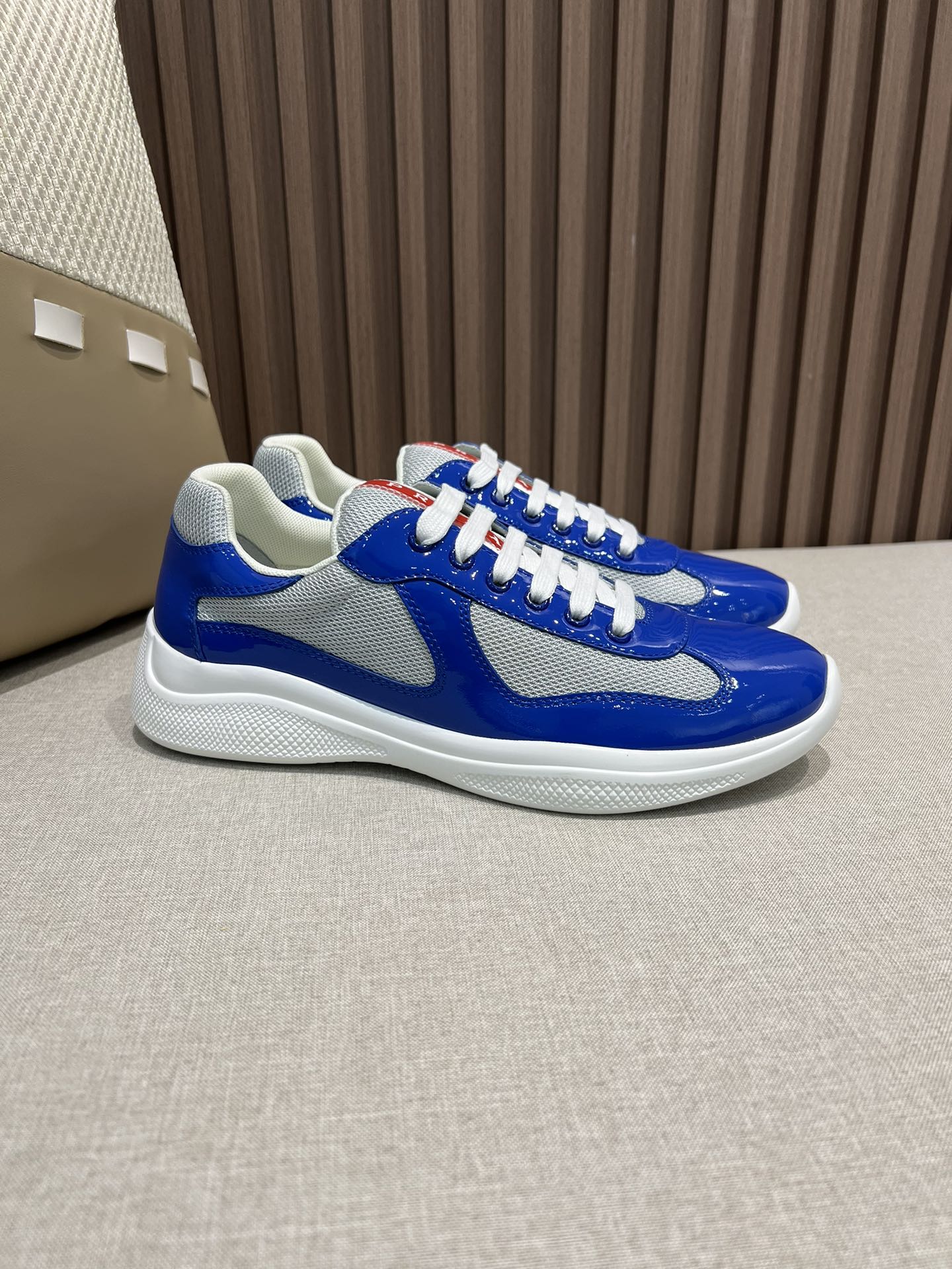 Prada Patent leather and technical fabric Prada America's Cup sneakers