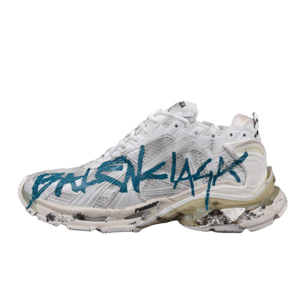 Balenciaga Runner white and blue graffiti