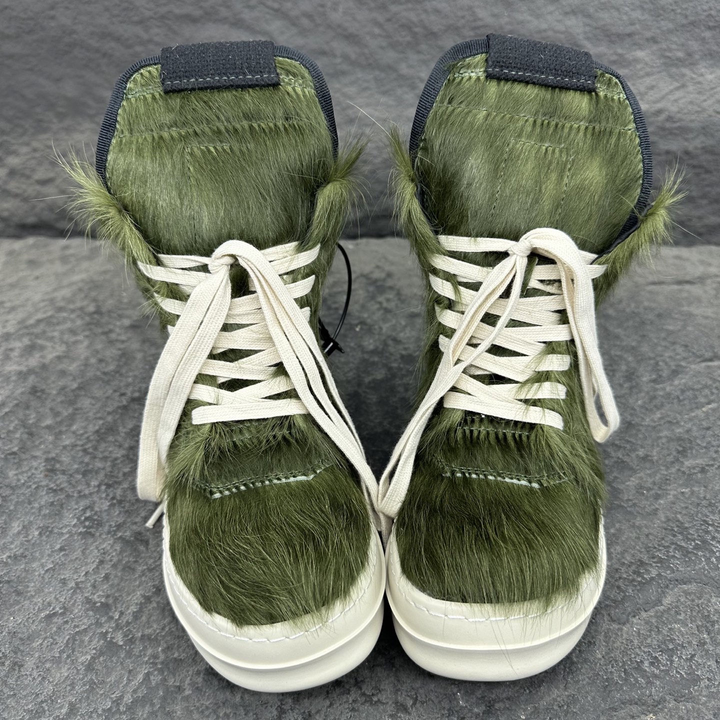 Rick Owens green fur high