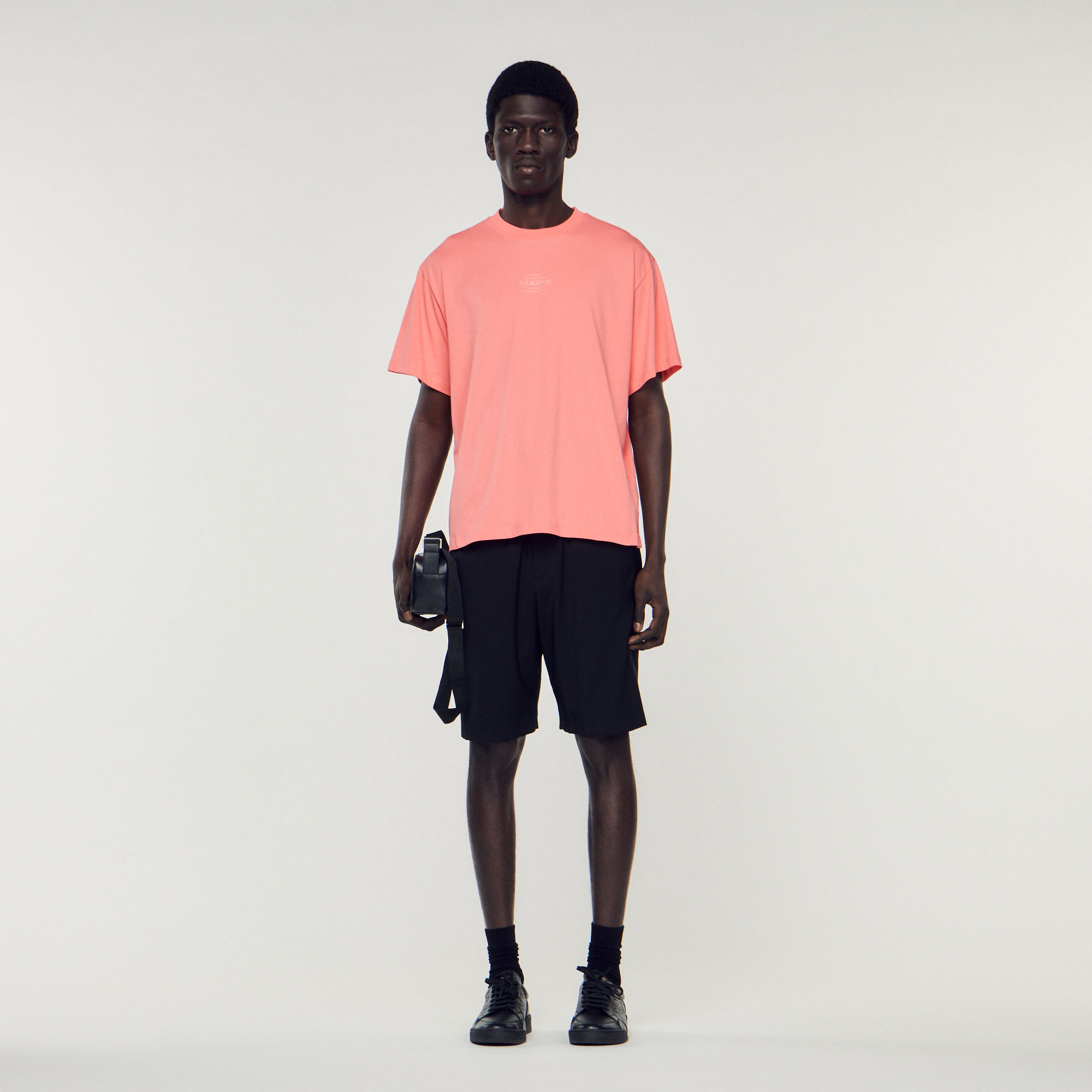 Sandro T Shirt T Shirt Logo Caoutchouc Corail Sku02793 Opequi sandro-t-shirt-t-shirt-logo-caoutchouc-corail-sku02793-opequi