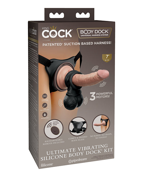 King Cock Elite Ultimate Vibrating Silicone Body Dock Kit W-remote