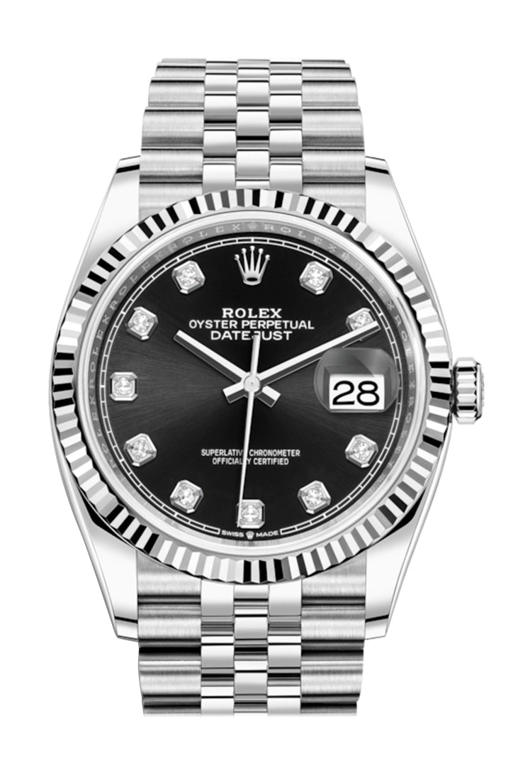 Rolex Datejust 36 Black Diamond Dial Automatic Jubilee Watch 126234