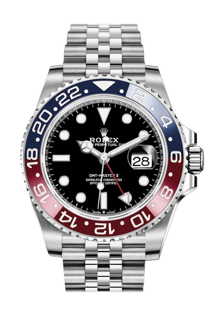 Rolex GMT Master II Pepsi Black Dial Stainless Steel Mens Watch 126710blro-0001