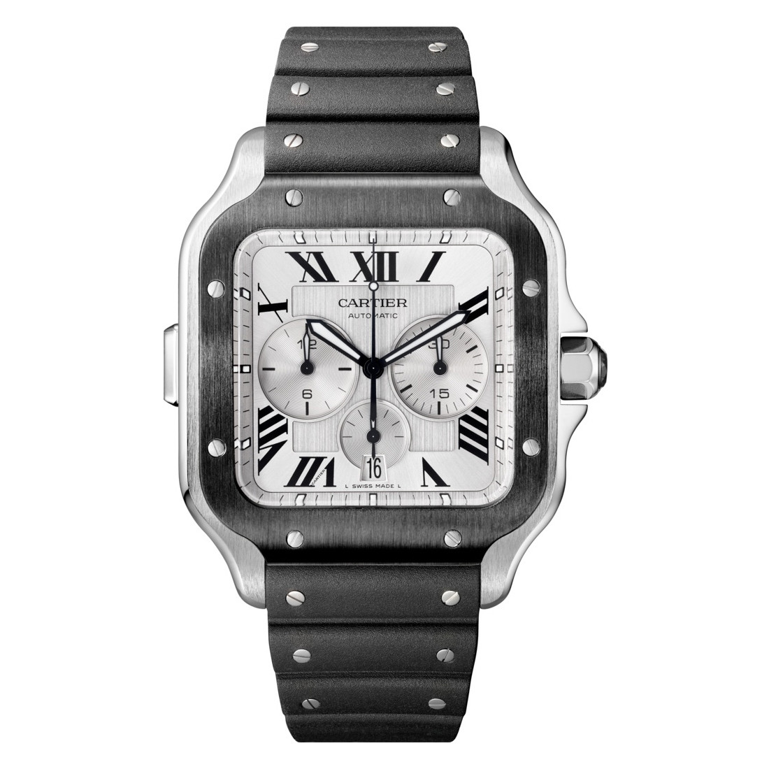 Cartier Santos Chronograph Black Stainless Steel Men’s Watch, WSSA0017