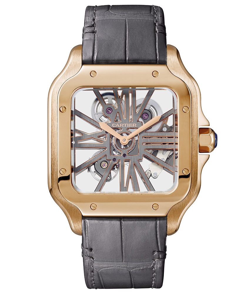 Cartier Santos Skeleton 18K Rose Gold Men’s Watch, WHSA0018