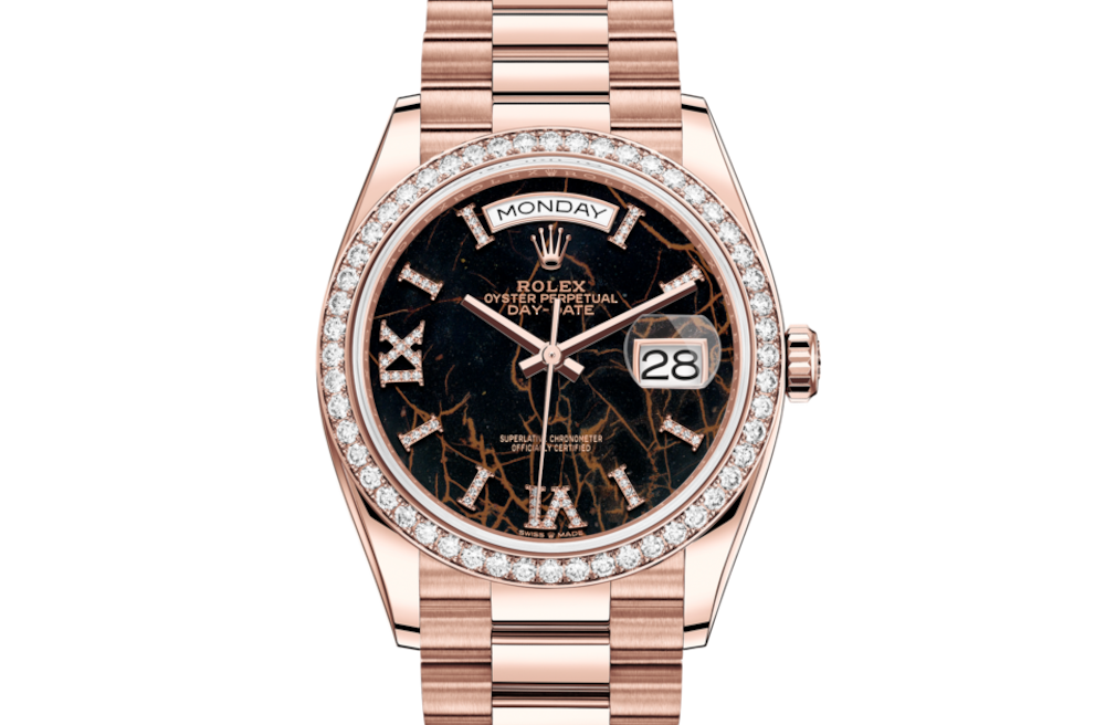 LadyRolex DAY-DATE 36 Eisenkiesel Set With Diamonds,128345RBR