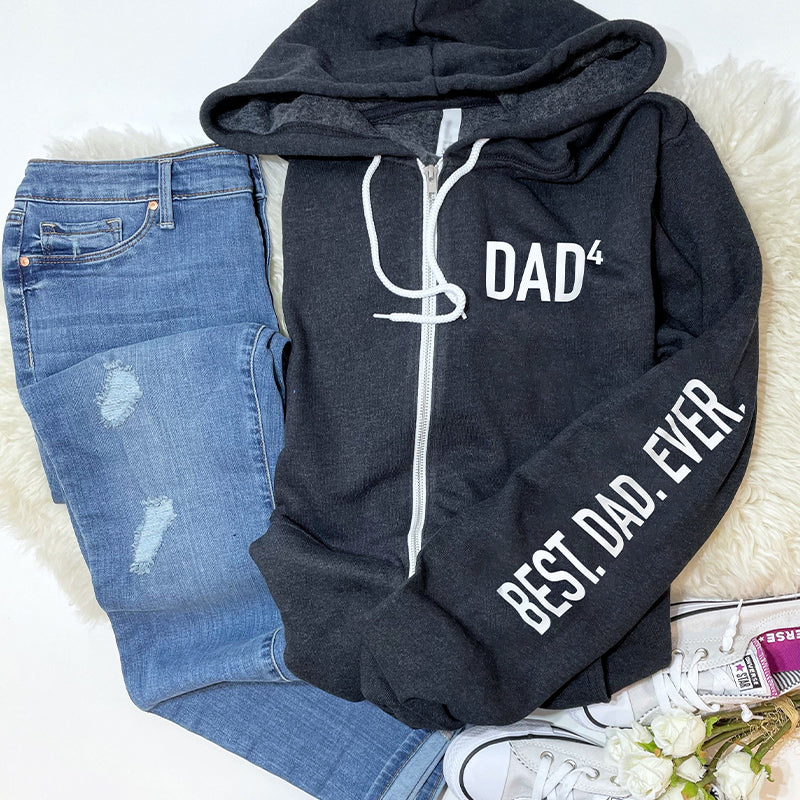 Custom Dad Zip Up Hoodie Best Dad Ever, Personalized Gifts