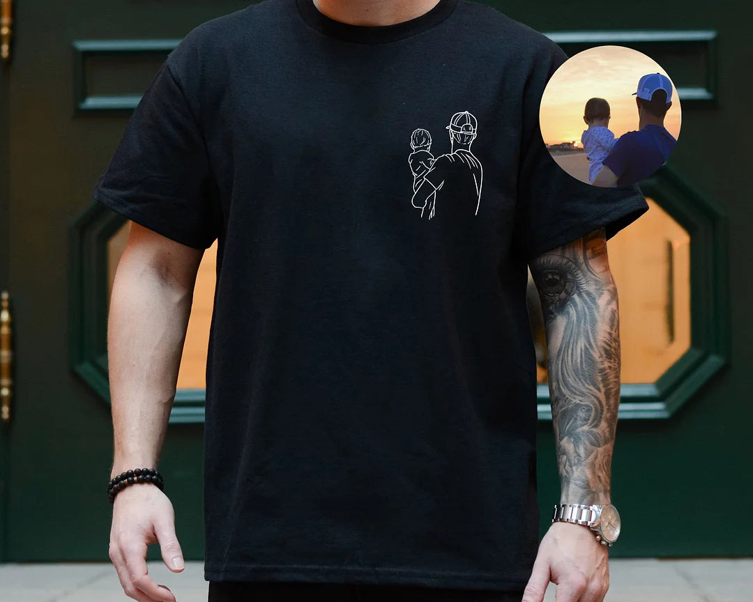 💖For Lover💖Custom Photo Shirt for Dad, Father's Day Tshirt, Personalized Dad Embroidery Shirt