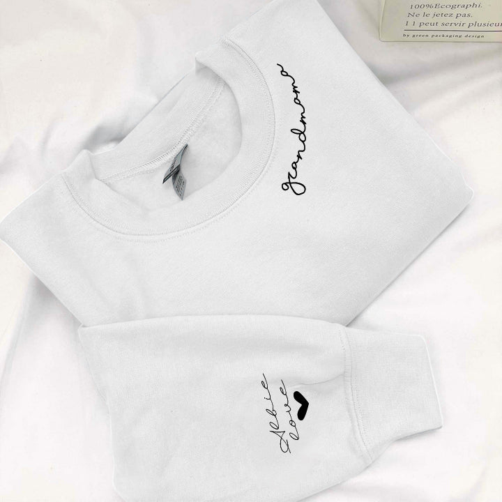 Personalized Family Embroidered Sweatshirt with Kids Names On Sleeve