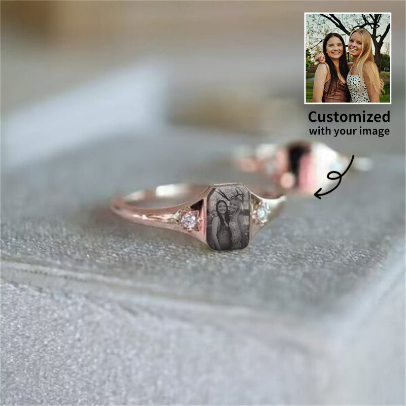 Personalized Birthstone Photo Ring