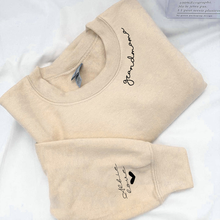 Personalized Family Embroidered Sweatshirt with Kids Names On Sleeve