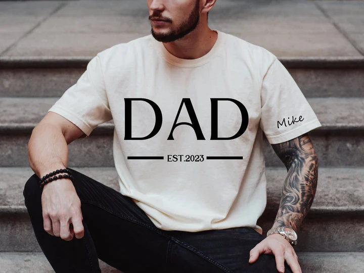 Custom Dad Est with Kids Names and Heart on Sleeve Sweatshirt,Dad Est Sweatshirt,Unique Gifts for Dad, Father's Day Gift