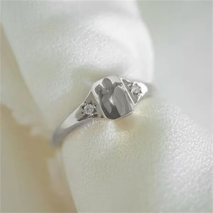 Personalized Birthstone Photo Ring