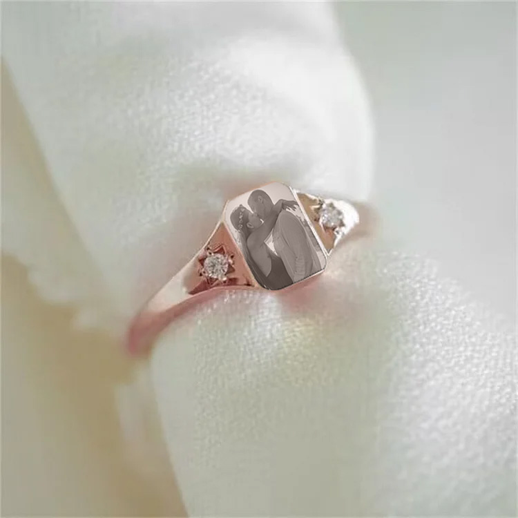 Personalized Birthstone Photo Ring