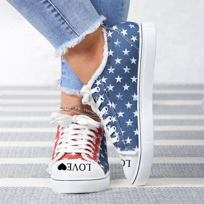 Custom Personalized American Independence Day Flag Commemorative Canvas Shoes