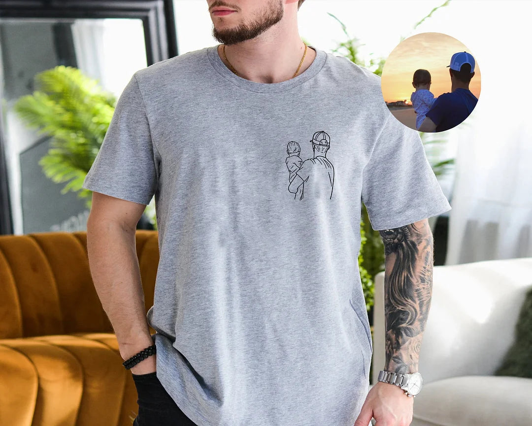 💖For Lover💖Custom Photo Shirt for Dad, Father's Day Tshirt, Personalized Dad Embroidery Shirt