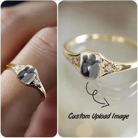 Personalized Birthstone Photo Ring