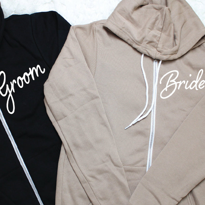 Custom Groom and bride hoodie, Bridesmaid Zipper Hoodies