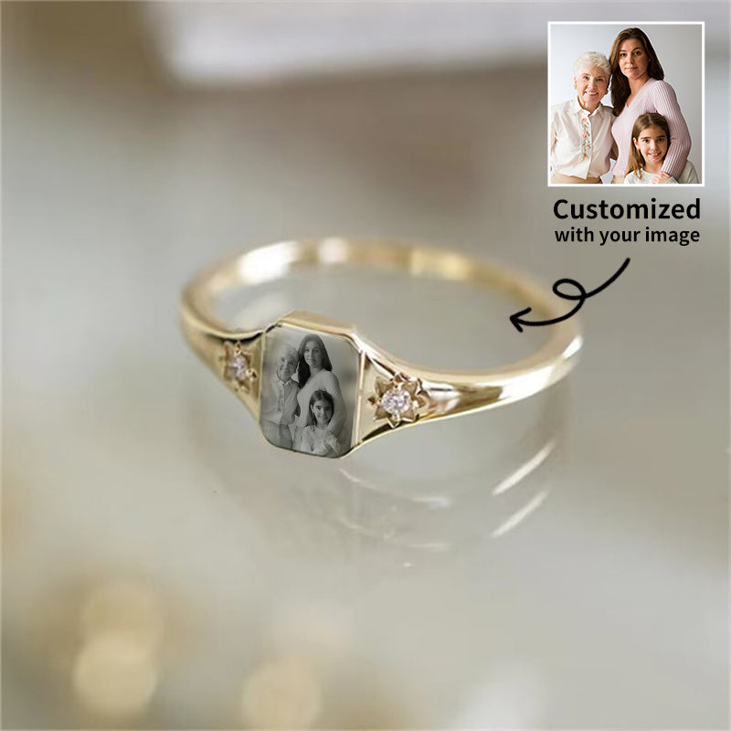 Personalized Birthstone Photo Ring