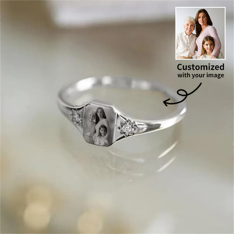 Personalized Birthstone Photo Ring