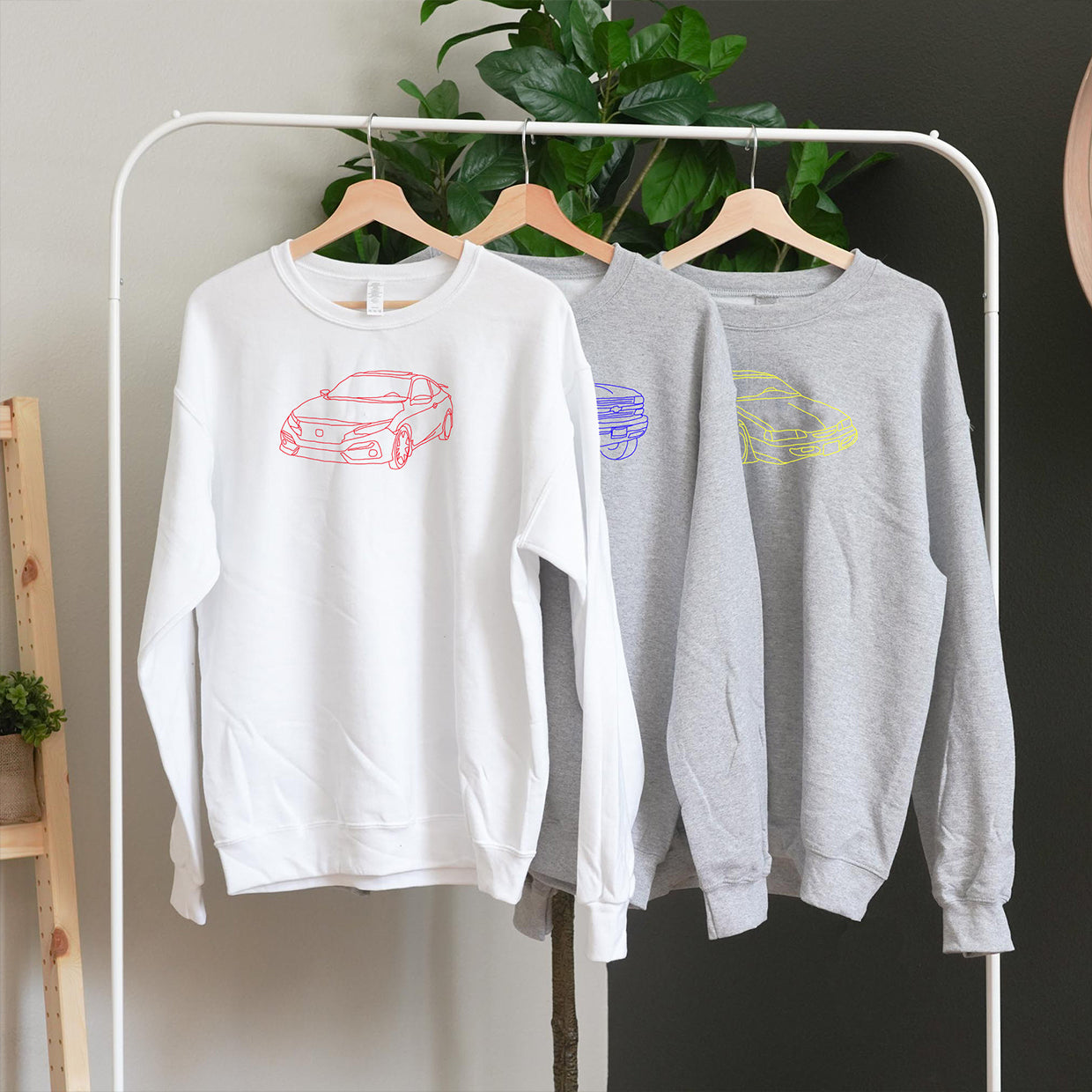 Custom embroidered car Sweatshirt, Hoodie, T-shirt embroidered Personalized, Dad Gift