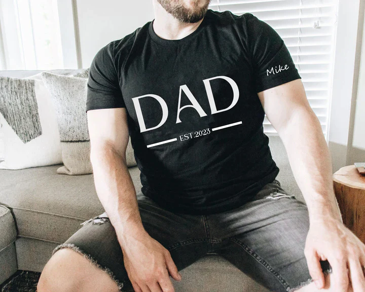 Custom Dad Est with Kids Names and Heart on Sleeve Sweatshirt,Dad Est Sweatshirt,Unique Gifts for Dad, Father's Day Gift