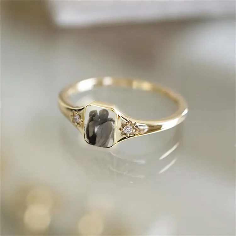 Personalized Birthstone Photo Ring