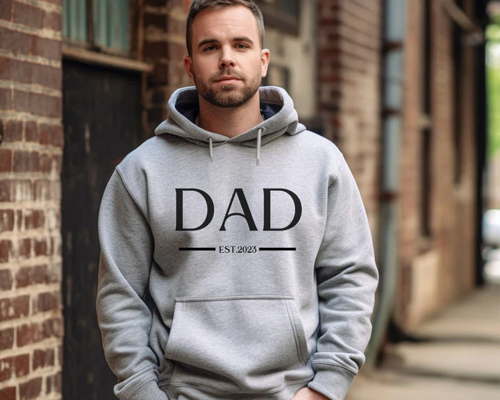 Custom Dad Est with Kids Names and Heart on Sleeve Sweatshirt,Dad Est Sweatshirt,Unique Gifts for Dad, Father's Day Gift