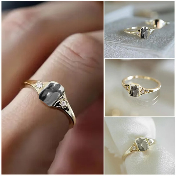 Personalized Birthstone Photo Ring