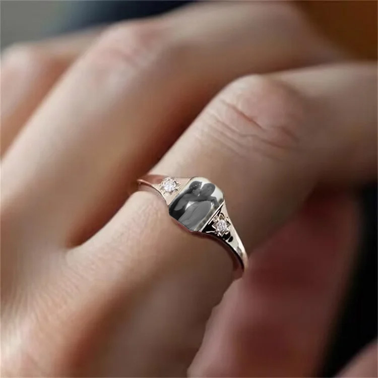 Personalized Birthstone Photo Ring