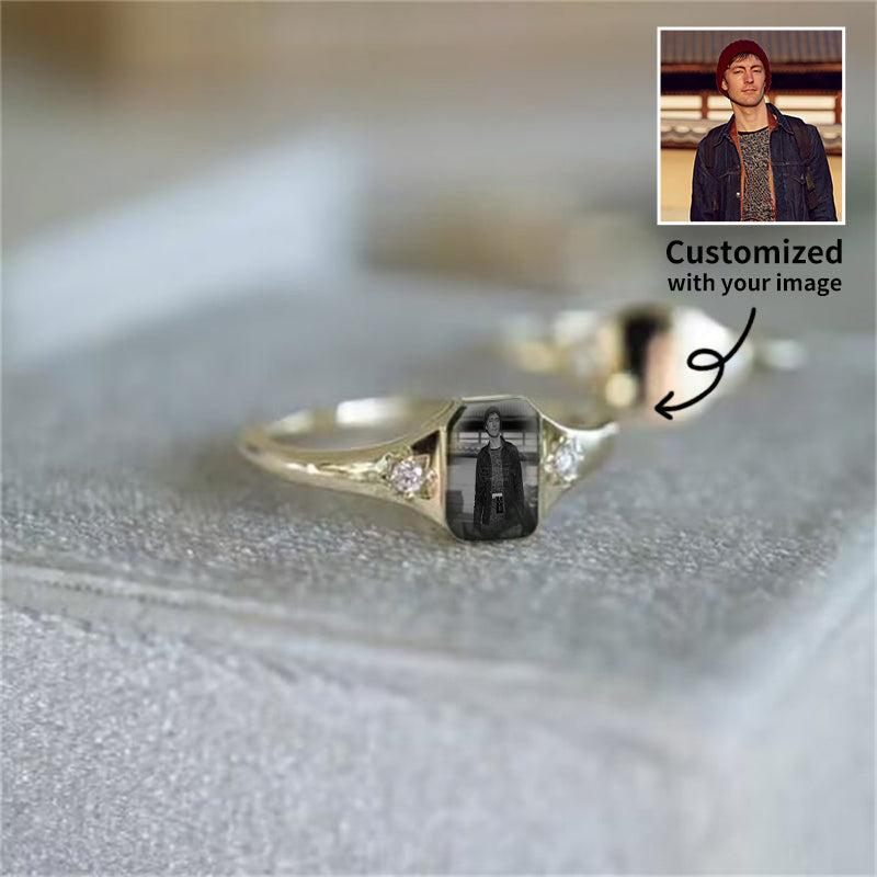 Personalized Birthstone Photo Ring