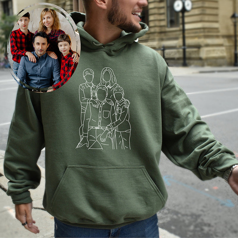 Custom Portrait Embroidered Sweatshirt, Custom Photo, Hoodie, Family Portrait