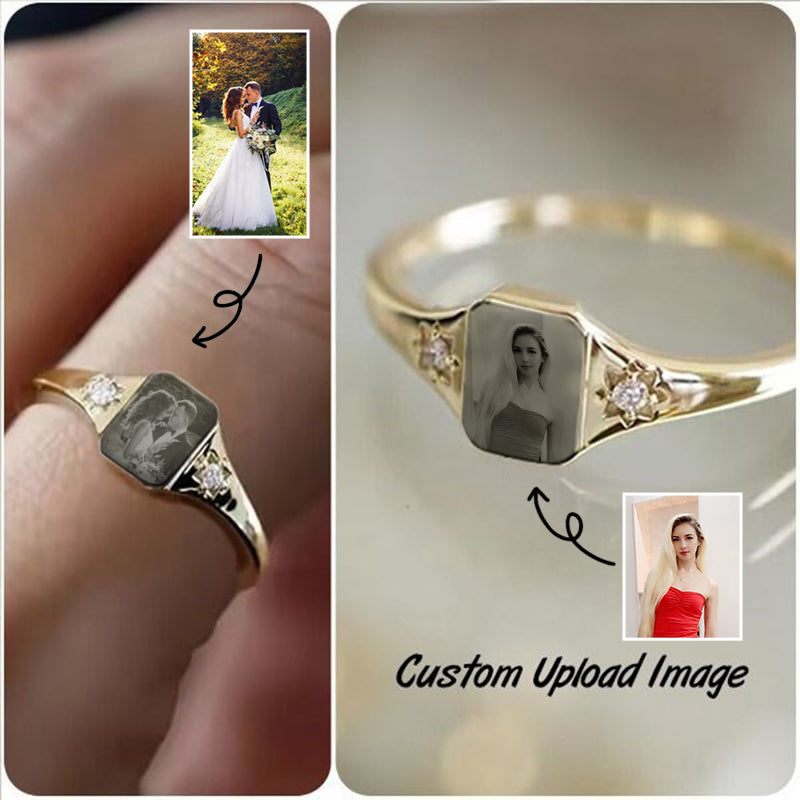 Personalized Birthstone Photo Ring