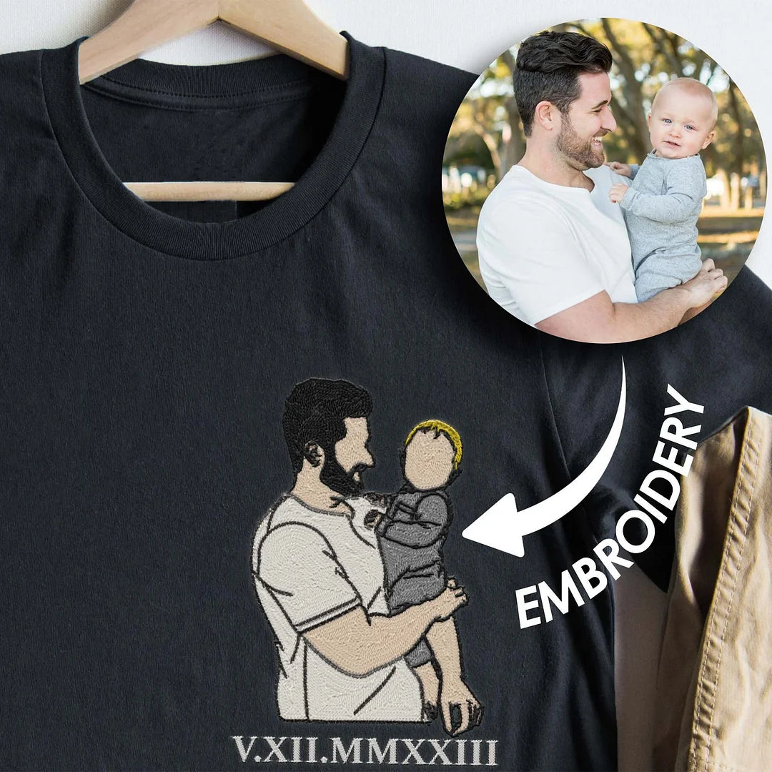 💖For Lover💖Personalized Dad Embroidery Custom Photo Roman Numeral Fathers Day Gift