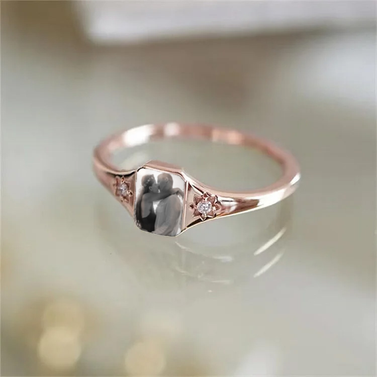 Personalized Birthstone Photo Ring